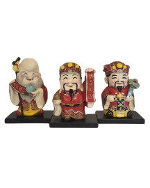 Est�tua Fu Lu Shou 12cm Resina