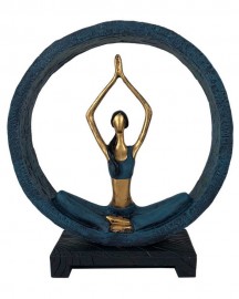 Estátua Yoga No Circulo Sukhasana 27cm Resina