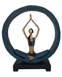 Est�tua Yoga No Circulo Sukhasana 27cm Resina