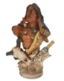 Busto India Xam� Caveira de Boi 38cm Resina