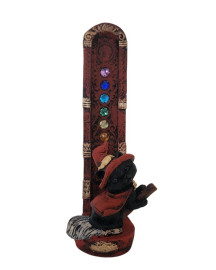Incens�rio 7 Chakras Bruxa Gato Voando Vertical