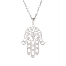 Gargantilha Prata Hamsa 30mm