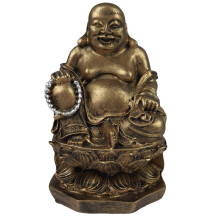 Est�tua Buda Chin�s na Flor de Lotus 18cm