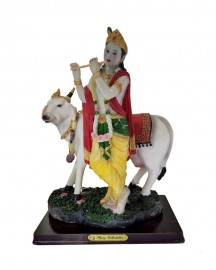 Esttua Krishna com Vaca 33cm