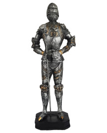 Est�tua Guerreiro Medieval com Lan�a 32cm