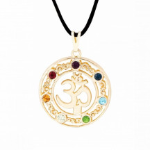 Gargantilha Om Chakras Ouro 34mm - Cord�o