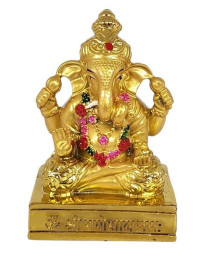 Est�tua Ganesha com Base 7cm Dourado