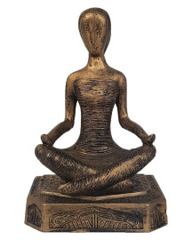 Est�tua Yoga Meditando com Base 20cm Resina