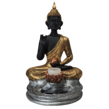 Est�tua Buda Hindu Incens�rio Base Redonda 16cm Resina
