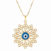 Gargantilha Ouro Mandala com Pontas e Olho Grego 32mm
