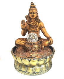 Fonte de �gua Shiva na Flor de L�tus 29cm