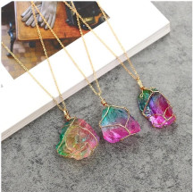 Colar de Cristal Quartzo Drusy Rainbow 