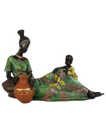 Est�tua Africana Deitada 33cm Resina