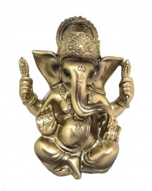 Esttua Ganesha Sentado 16cm Bronzeado