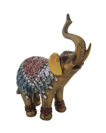 Est�tua Elefante Indiano Tromba Erguida 14cm Resina