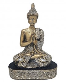 Esttua Buda Reverenciando com Pedra Chaton 12cm