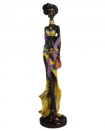 Estátua Africana Charmosa 32cm Resina