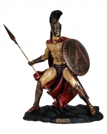 Estátua Guerreiro Leonidas Colorido 32cm Resina