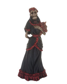 Est�tua Rosa Caveira 25cm Resina