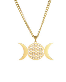 Colar Lua Dupla e Flor da Vida A�o Inoxid�vel