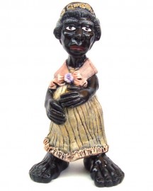 Estátua Africana Mulher Pezão 32cm Resina