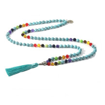 Japamala 7 Chakras 108 Contas 8mm �rvore da Vida Turqueza