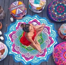Tapete Toalha Mandala para Yoga e Meditação Circular