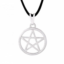 Gargantilha Pentagrama Prata com aro 25mm - Cord�o