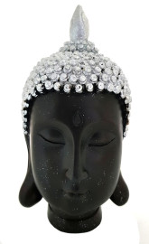 Cabe�a de Buda Tibetano Prata 19x8cm