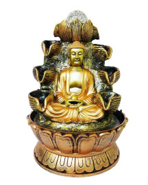 Fonte de �gua Budha Medita��o Dourado 29cm