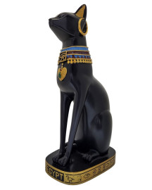 Est�tua Bastet 14cm Preto