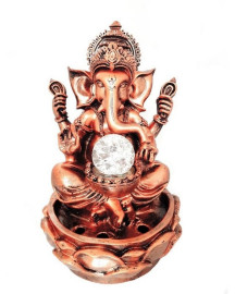 Fonte de �gua Ganesha na Flor de L�tus 29cm