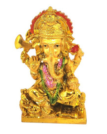 Est�tua Ganesha Sentado 8cm Dourado
