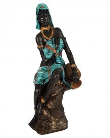 Estátua Africana Sentada com Vaso 30cm