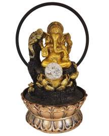 Fonte de �gua Ganesha com L�tus Arco de Led 35cm 