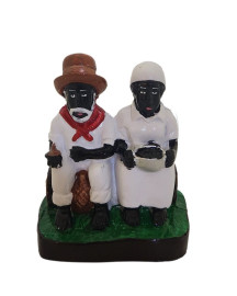 Est�tua Casal de Preto Velho 10cm Resina