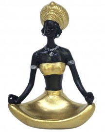 Estátua Yogue Africana Meditando 13cm