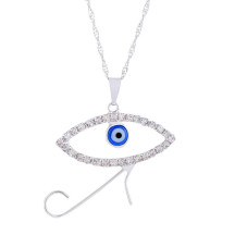 Gargantilha Prata Olho de H�rus com Olho Grego e Strass 33mm