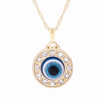 Gargantilha Ouro Olho Grego com C�rculo de Strass 18mm