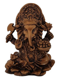 Est�tua Ganesha com Pote 9cm Resina