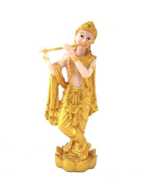 Est�tua Krishna 16cm Ouro