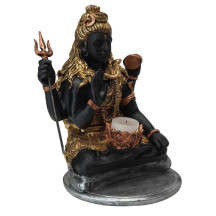 Est�tua Shiva com Incens�rio Base Redonda 25cm Resina