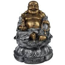 Est�tua Buda Chin�s na Flor de Lotus 24cm