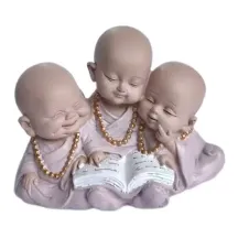 Est�tua Trio Monge Budista Estudando 10x15cm