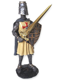 Est�tua Guerreiro Medieval com Escudo 26cm Resina