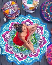 Tapete Toalha Mandala para Yoga e Medita��o Circular