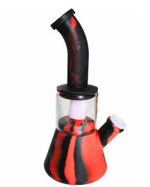 Bong de Silicone e Vidro com Difusor Curvo 24cm