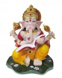Esttua Ganesha com Livro 23cm Colorido