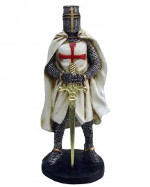 Esttua Guerreiro Templario com Espada 23cm Resina