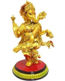 Esttua Ganesha Danando 25cm Dourado